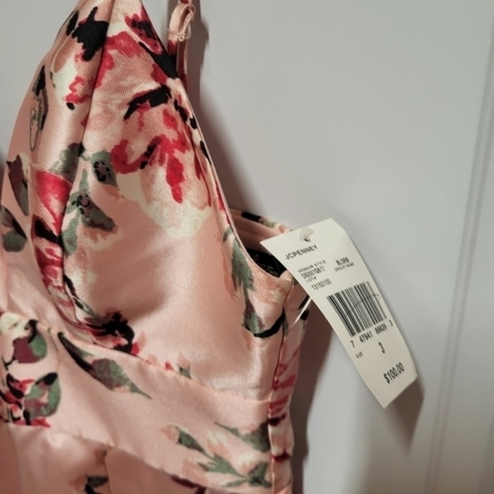 Speechless Floral Tie-back Pink Dress Formal - Picture 6 of 8